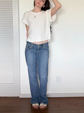 Y2K Lucky Brand Jeans (33) blue denim vintage womens flare leg low rose boho